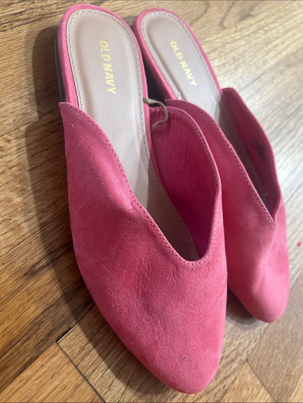 Old Navy Coral Pink Suede Pointed Slip-On Mules NEW size 7.5